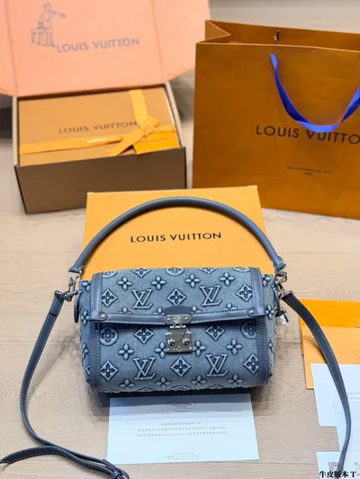 LV Petite Malle Handbag in Monogram Denim