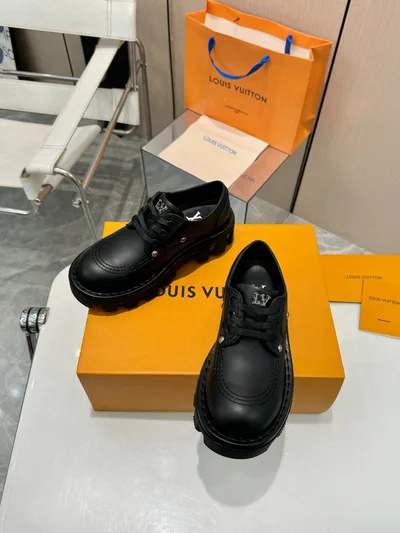 LV Genuine Leather Thick Sole Shoes