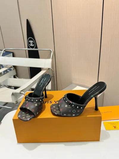 LV Louis Vuitton High Heel Slippers