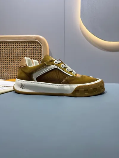 Caramel Gold Brown Couple P420 Top Edition L TILTED Thick Sole Casual Sneakers