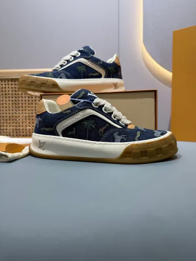 Animal Print Denim Blue Couple Thick Sole Casual Shoes L TILTED