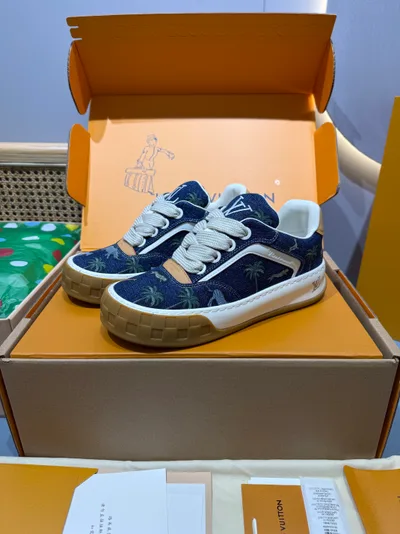 Animal Print Denim Blue Couple Thick Sole Casual Sneakers L TILTED