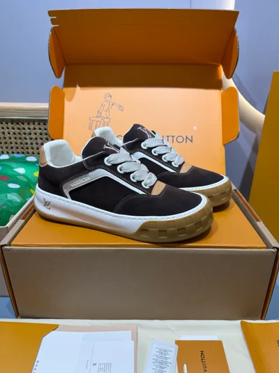 Dark Brown Couple Style L TILTED Thick Sole Casual Sneakers