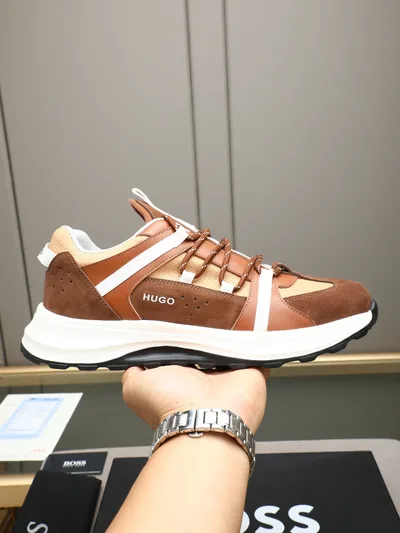 HUGO Shoes with Mesh + Suede Leather Spliced Upper