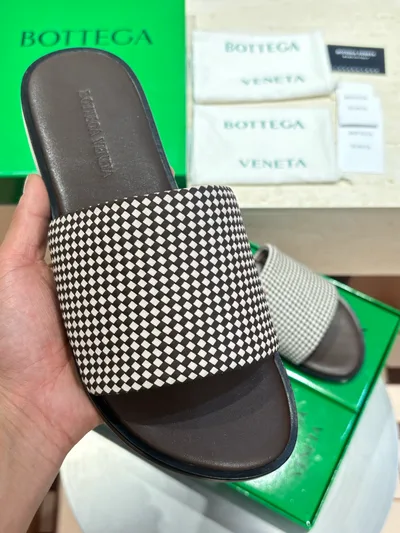 BV Men's Leather Sole Sandals with Hand-Woven Upper