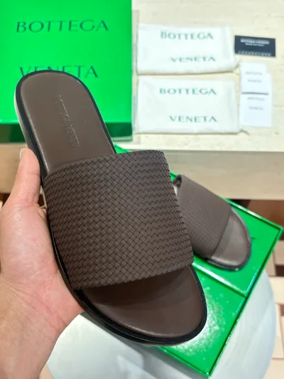 BV Men's Leather Sole Sandals with Hand-Woven Upper