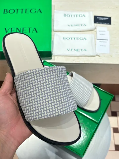 BV Men's Leather Sole Sandals with Handwoven Upper