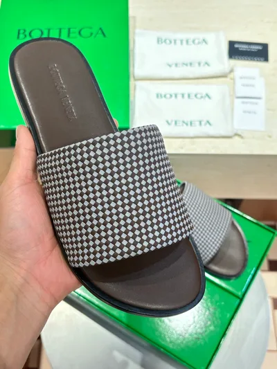 BV Men's Leather Sole Sandals with Handwoven Upper