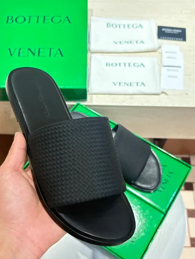BV Men's Leather Sole Sandals with Handwoven Upper